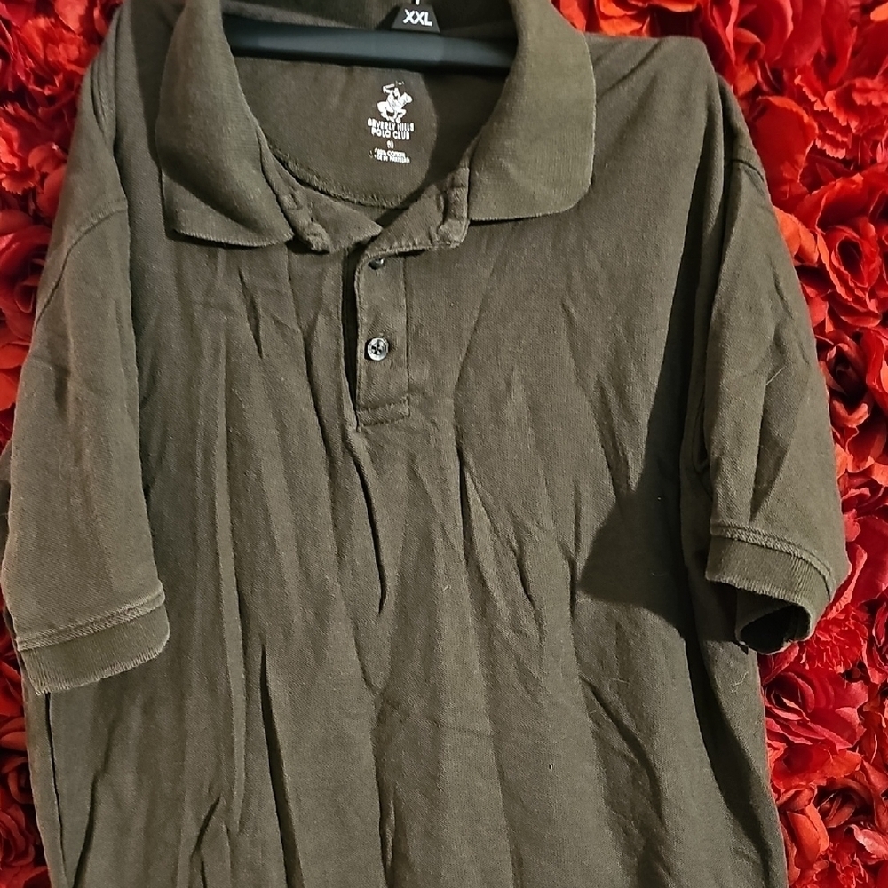 Beverly Hills Polo Club Mens Dark Brown Polo Shirt Size Medium
